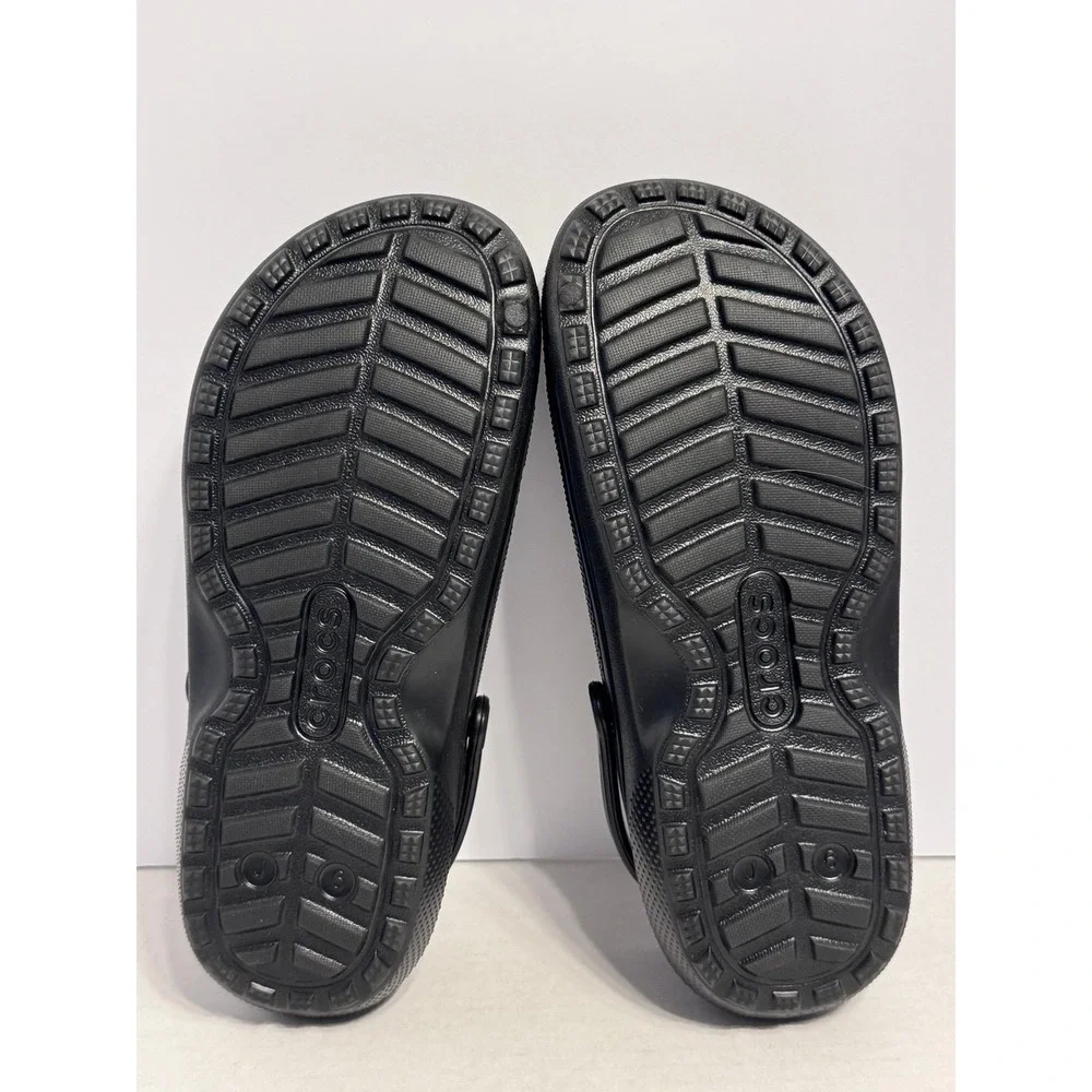 Crocs Kids' Classic Clogs Lined Black J6 slip on back strap clog shoes